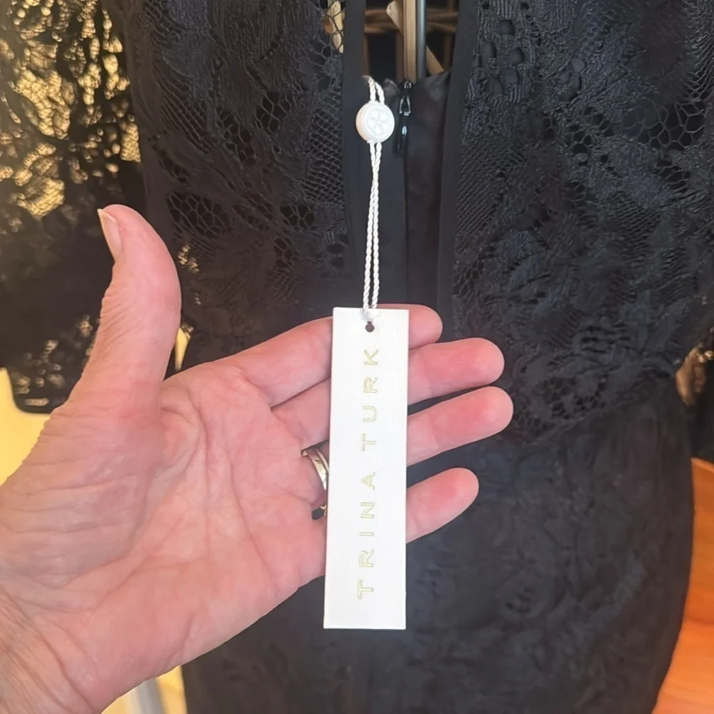 Trina Turk NWT black lace cocktail elegant dress